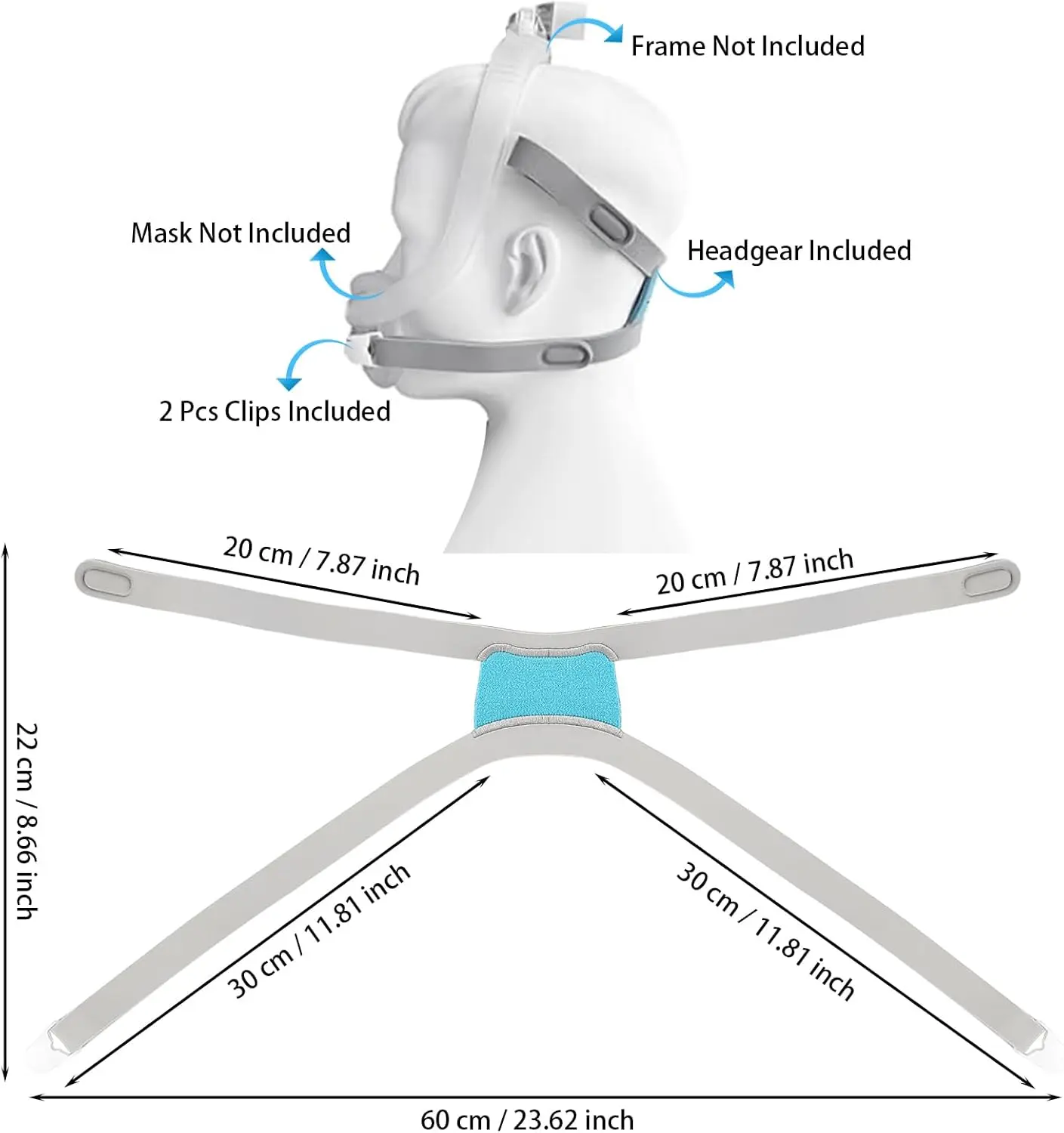 Elastic Band Airfit F30i Full Mask Replacement Strap with 2 Clips CPAP Accessories Headgear For Resmed F30i Headgear