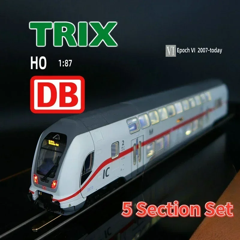 TRIX Train Model HO 1/87 23253-4567 Double-decker IC2 Passenger Car with Light Tail Compartment DB Sixth Generation Rail Car Toy