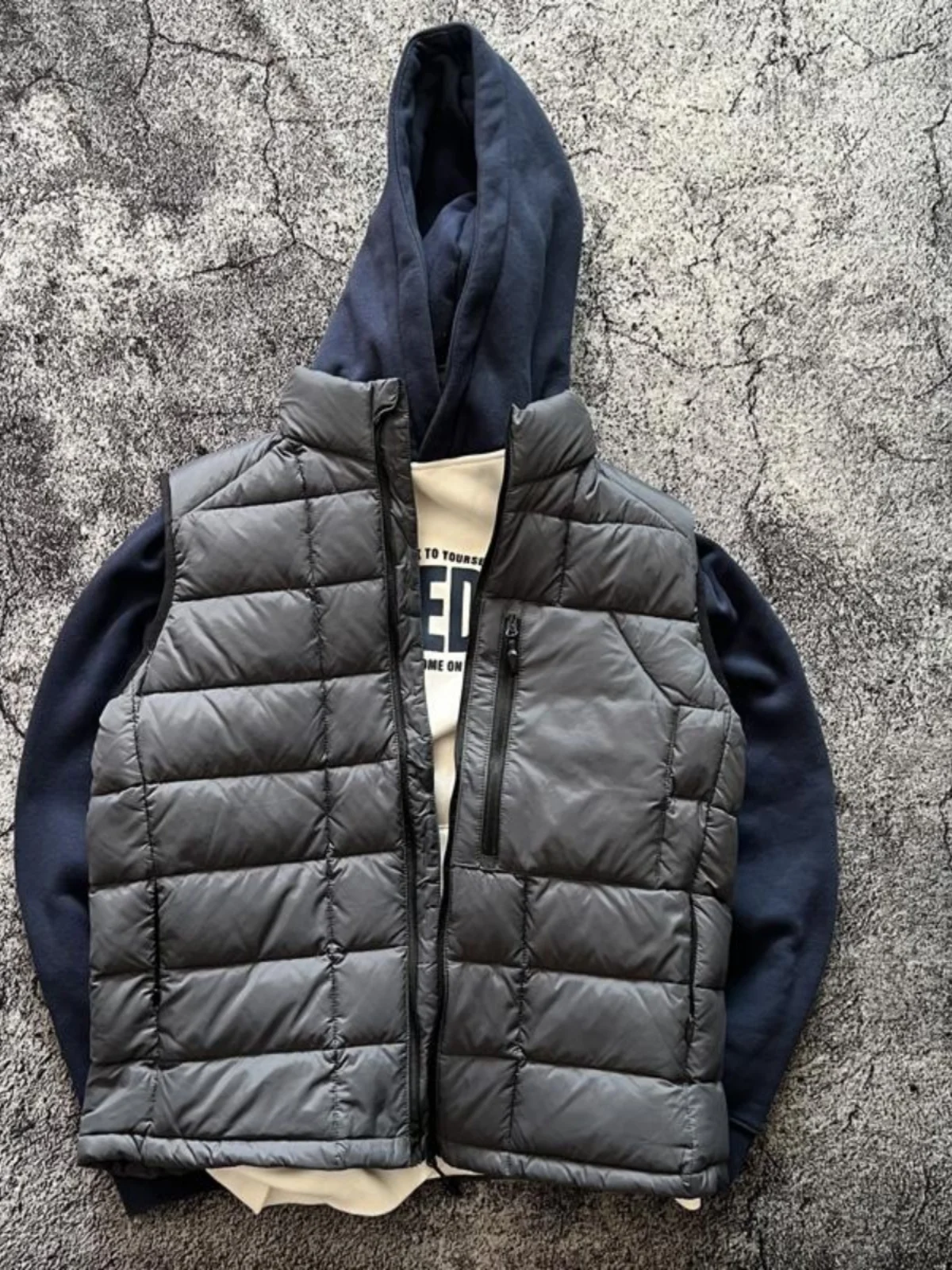 

High-End Color Simple Zipper ket American Trendy Hatl Stand Collar 90 White Du down Vest for Men Youth Active S...