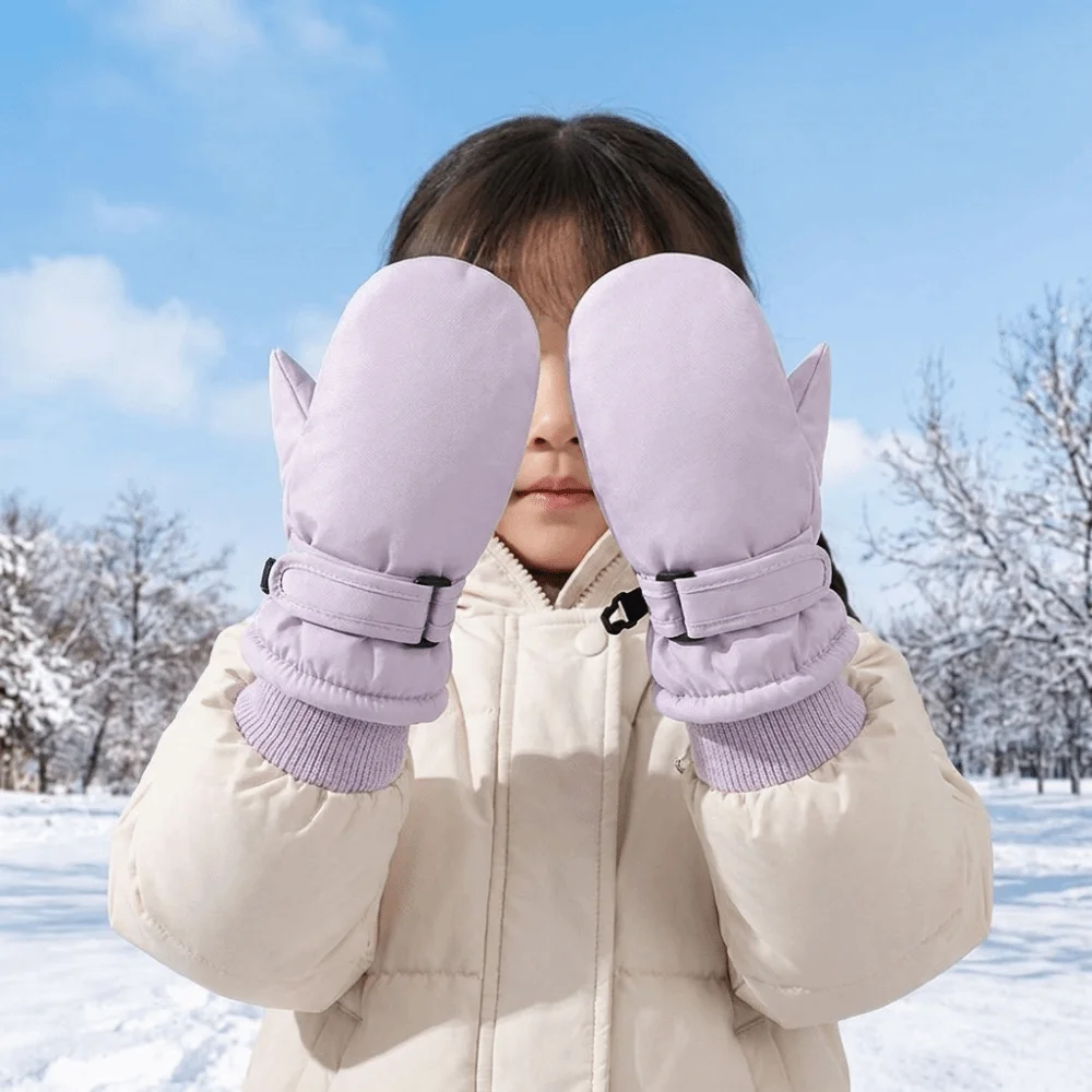 Elastic Cartoon Children's Gloves Keep Warm Printed Snowboard Gloves Thickened Full Finger Skiing Gloves Hiking