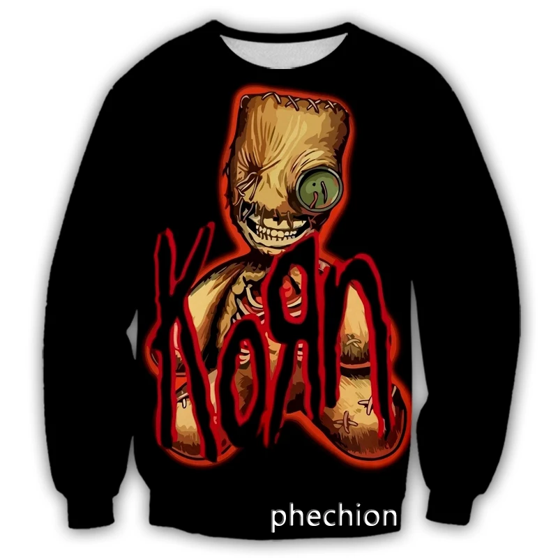 

phechion New Men/Women 3D Korn Band Casual Sweatshirt Fashion Streetwear Men Loose Sporting Sweatshirt D31