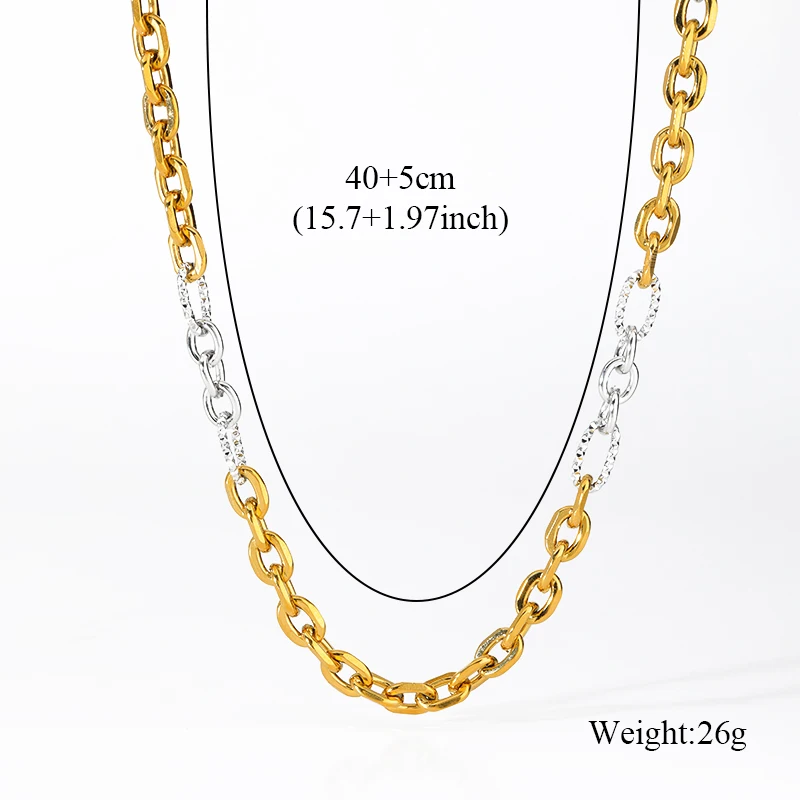 EILIECK 316L Edelstahl Silberfarben Hochwertiges Metallketten-Halsketten-Armband-Set Wasserdicht Beliebter Freizeitschmuck für Damen – Detail 8