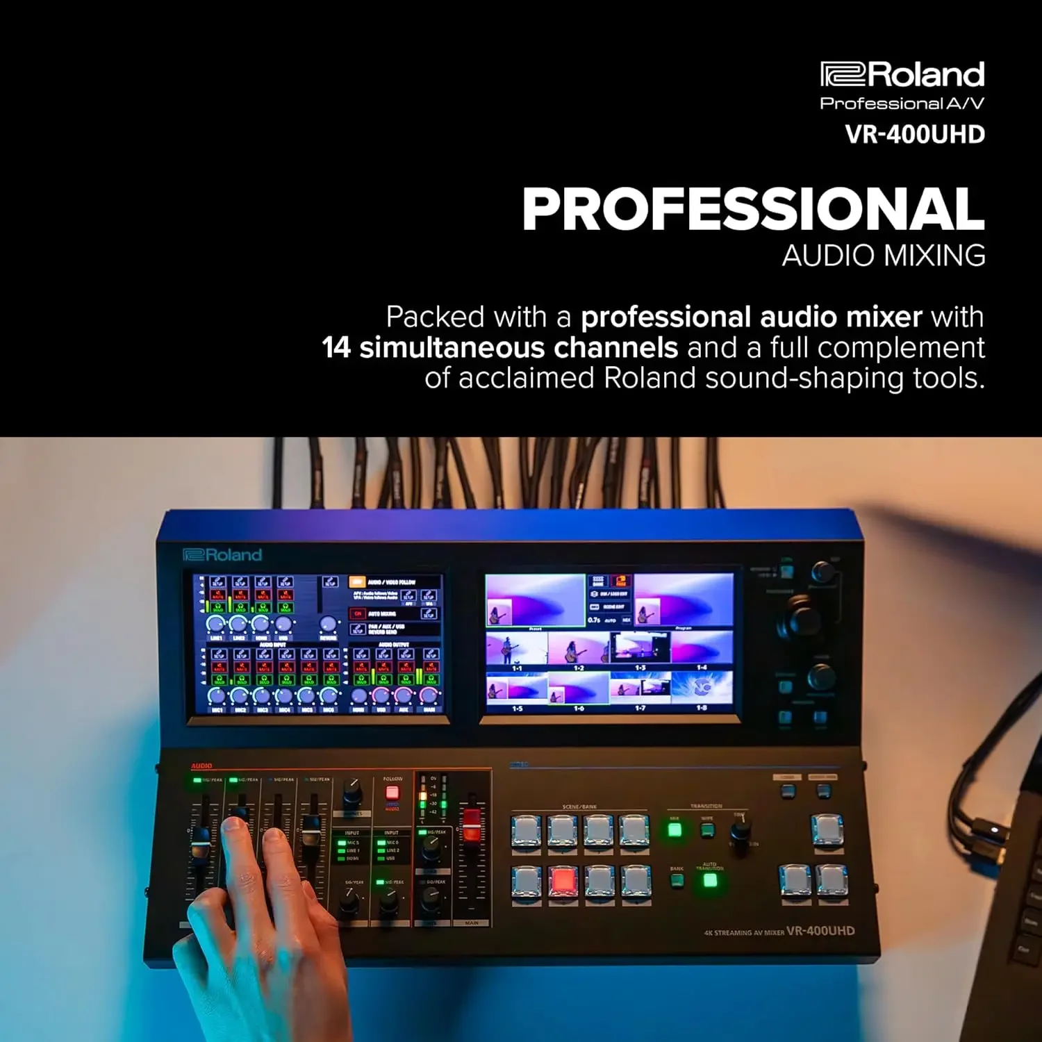 

4K Streaming AV Mixer | Professional AV Command Center for Managing Productions | Dual Touchscreens