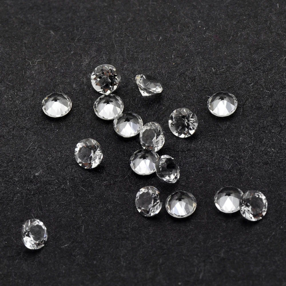 Round 2.25-3mm Authentic Natural White Topaz Eye Clear Brilliant Cut Loose Gemstones For Gold & Silver Jewelry 200pcs A Lot