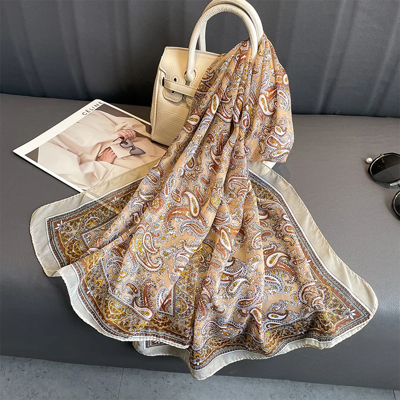 2024 Fashion Printed Floral Chiffon Hijab Scarf Women Pareo Lady Bandanas Beach Towels Summer Muslim Veil Wrap Female Foulard