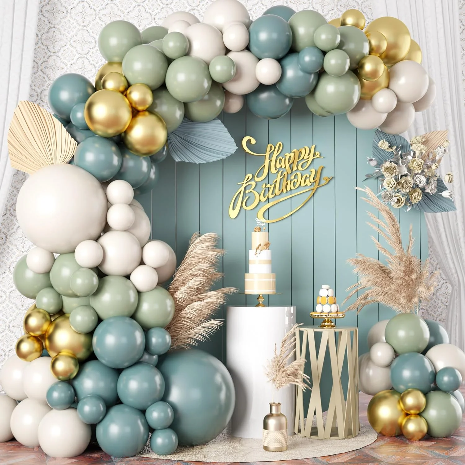 107 stücke Salbei grün Gold blau Ballon Girlande Sand weiß Ballon Bogen für Geburtstag Hochzeit Baby Dusche Braut dusche Dekoration