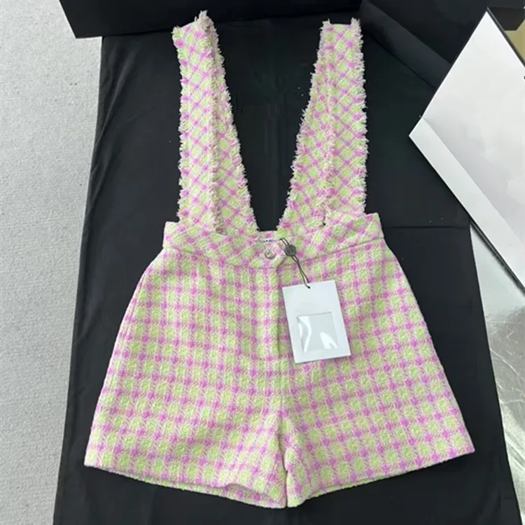 Customization European women's clothing summer new styles 2026 Short-sleeved single-button tweed coat drawstring shorts set