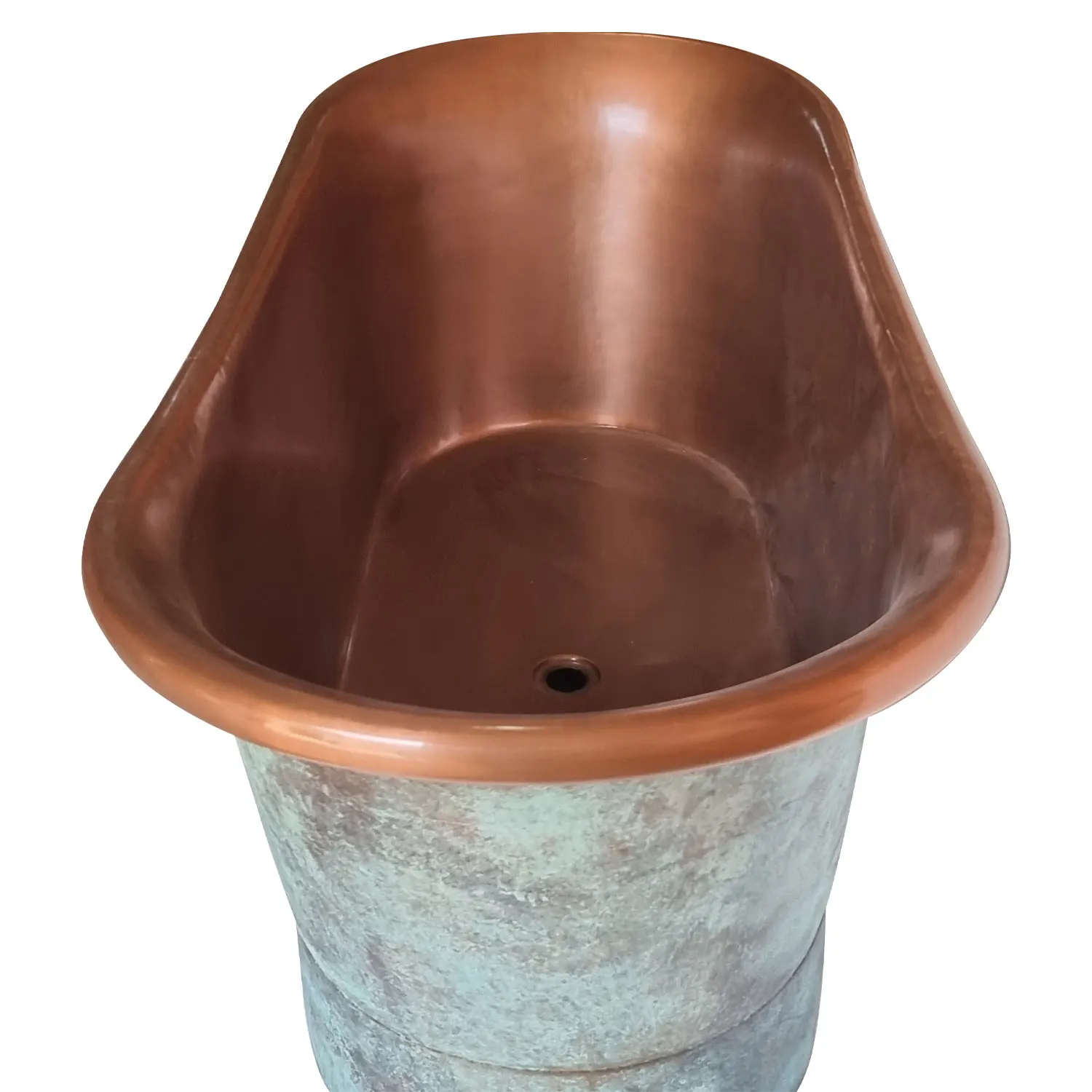 Green Patina Antique Finish Freestanding Soaking Copper Bathtub High Quality Handmade Elegant Foot Freestanding Tub Bathtub