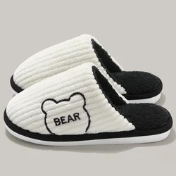 New Warm Home Slippers Men Winter Thick Plush Slides Couples Women Cute Cartoon Cotton Shoe Indoor Bedroom Anti-Slip Floor Flats