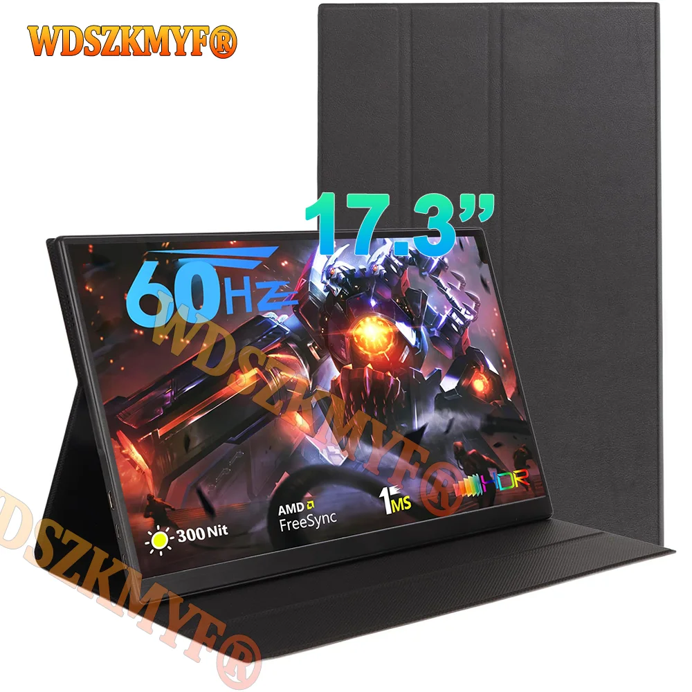 

New 17.3" Portable Monitor With Protective Case IPS Computer Monitor Extend Model USB-C MINI-HDMI For Laptop Xbox Switch PC Game