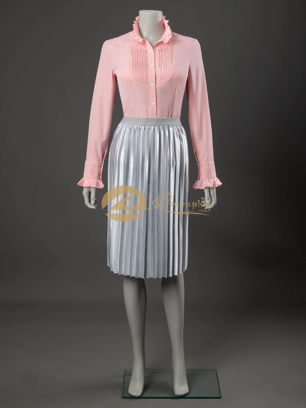 Glinda Cosplay Costume Pink Striped Skirt Top Suit Glinda Cos Outfit for Women Halloween