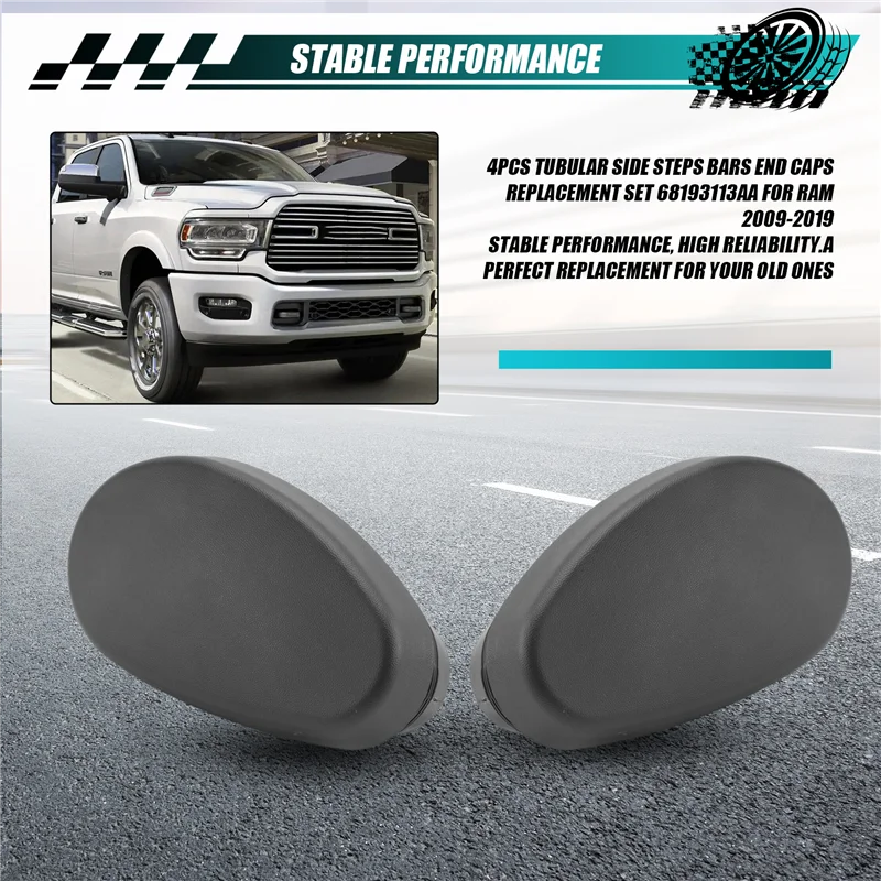 

4Pcs Tubular Side Steps Bars End Caps Replacement Set 68193113AA For Dodge Ram 2009-2019