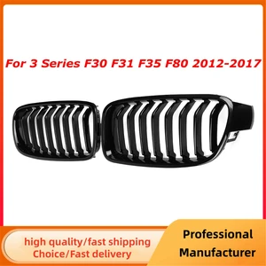 Laufgitter für Auto-Front-Stoßfänger für die BMW Serie 3 F30 F31 F35 F80 2012 2013 2015-2018, 1 Paar hellschwarzer Gitter Hauptgrill 3 in 1 - №2