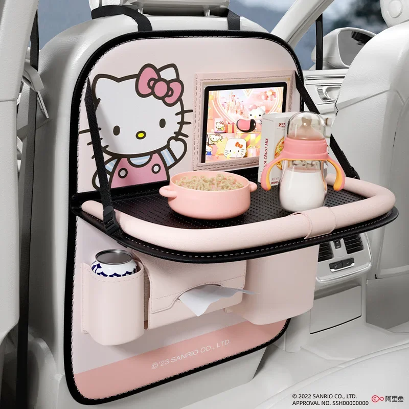 Sanrio Kawaii Hello Kitty Car Rear Seat Back Storage Bag Anime Cartoon Cute Fashion Exquisite Multifunctional Small Dining Table