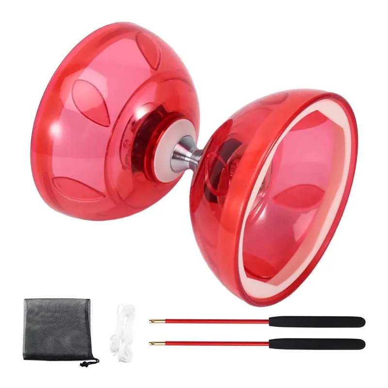 B78B-ฟิตเนส ไดอาโบโลแบบสามลูกปืน หัวคู่ สำหรับเล่นกลางแจ้ง พร้อมไฟ สำหรับเล่นไดอาโบโล โยโย่ สำหรับผู้สูงอายุ B