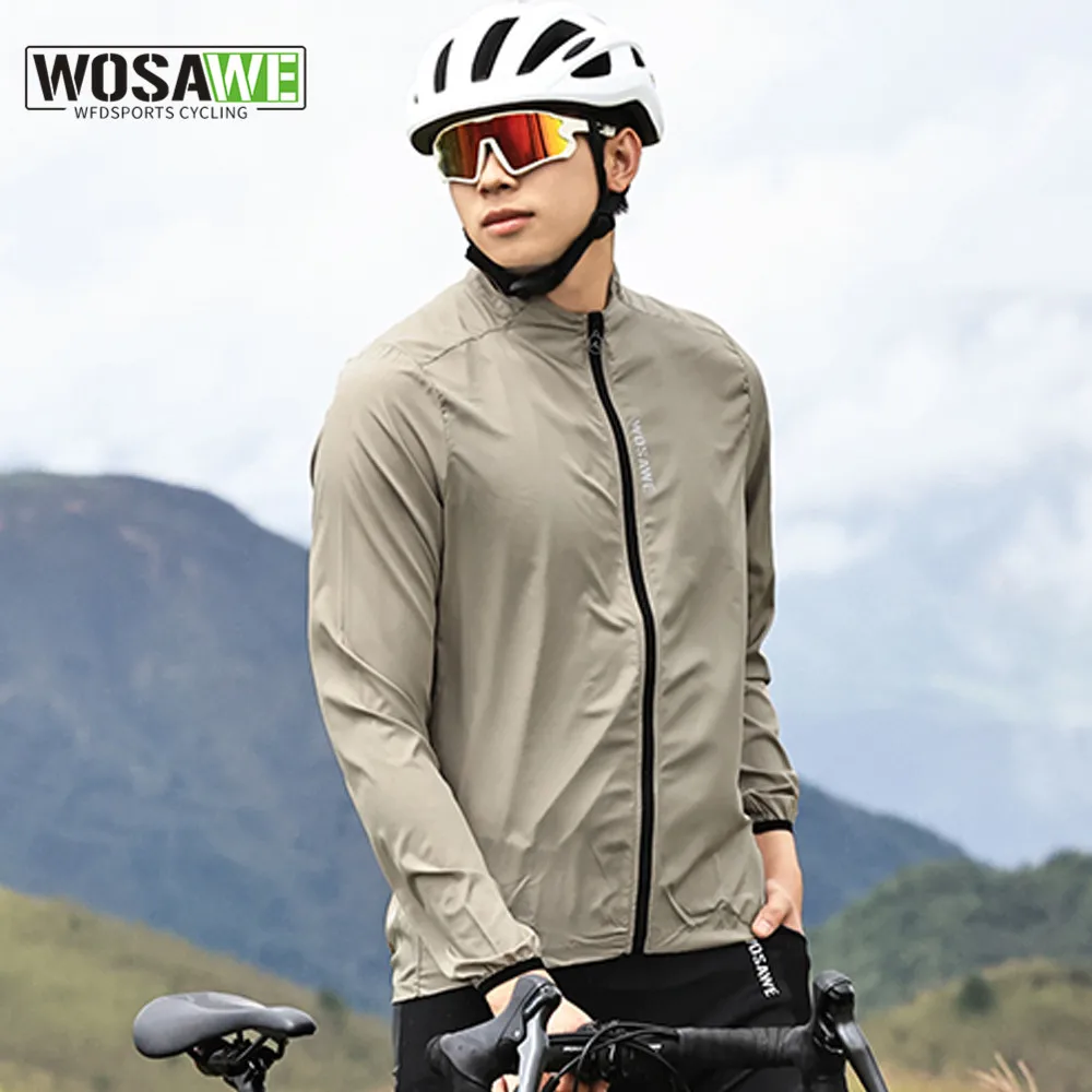 

WOSAWE Man's Cycling Jacket Windof Waterof Anti-UV Cycling Jersey MTB Wind Coat Running Riding Bicycle Windbreaker