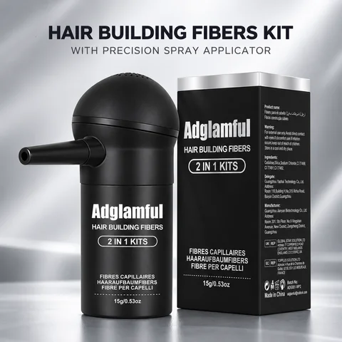 Adglamful Hair Building Fibers Kit 15g with Spray Applicator, Hair Styling Fiber Powder for Men Women