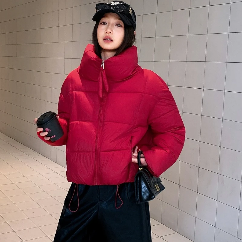 2026 Parkas Women Coat Jacket Autumn Winter Warm Puffer Jacket Stand Collar Outwear Loose Cotton Padded Clothes Female Outerwear 2