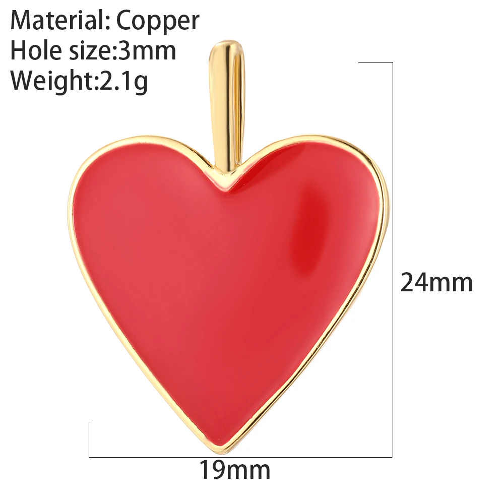 Luxury Gold Color Heart Metal Copper Enamel Love Medal Heart Charms for DIY Earrings Necklace Jewelry Making Pendant Supplies