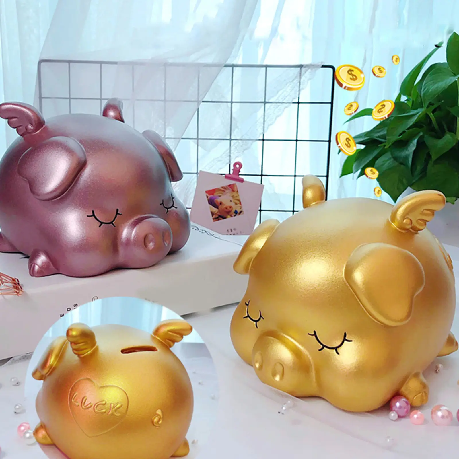 Piggy Bank Lucky Adult Cash Cartoon Coin Saving Jar Cute Money Creative Savings Bill