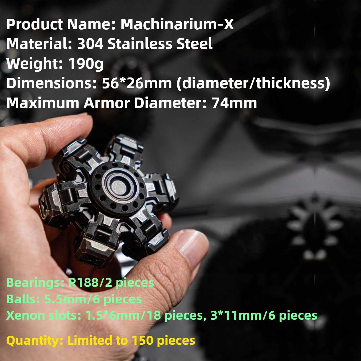 Giocattolo da tavolo di decompressione Fidget Spinner con apertura dell'armatura meccanica a sei pagine in metallo Machinarium X EDC