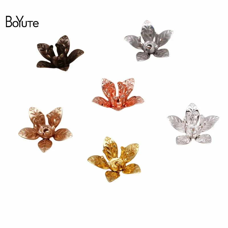 

BoYuTe (100 Pieces/Lot) 12*7MM Metal Brass Two-Layer Flower Materials Handmade Diy Jewelry Findings Components