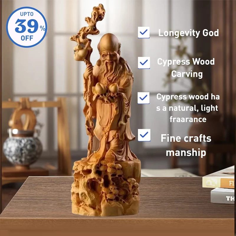 

Cypress Chinese traditional longevity star Figurine -Mythology Figure decorations Parents' Longevity and Health Statue Gift