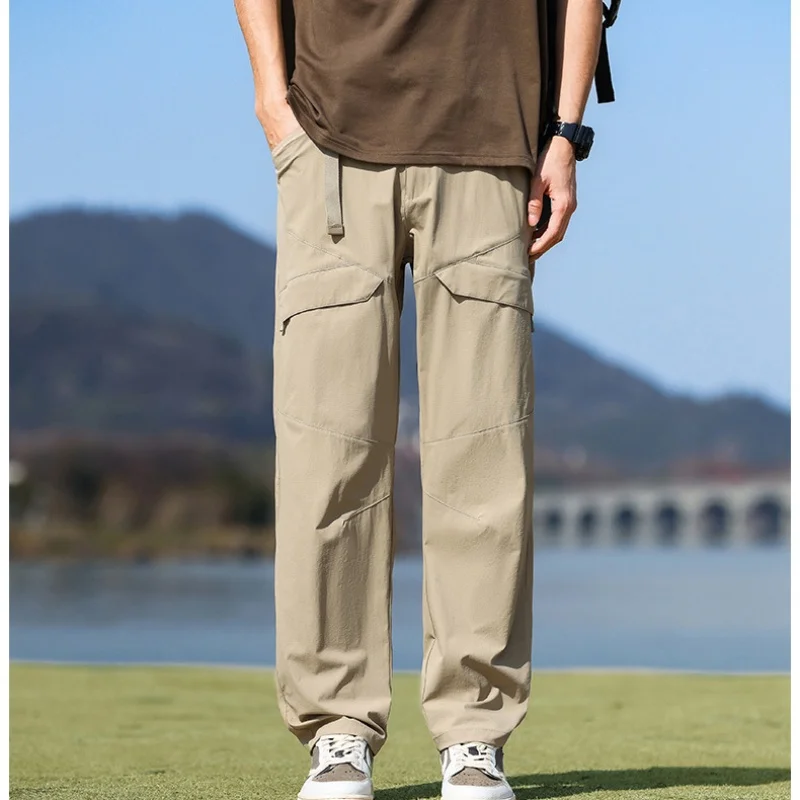 

Waterproof Cargo Men Pants Loose Quity Dry Outdoors Work Stretch Streetwear Black Khaki Trousers For Male Lightweight Pants