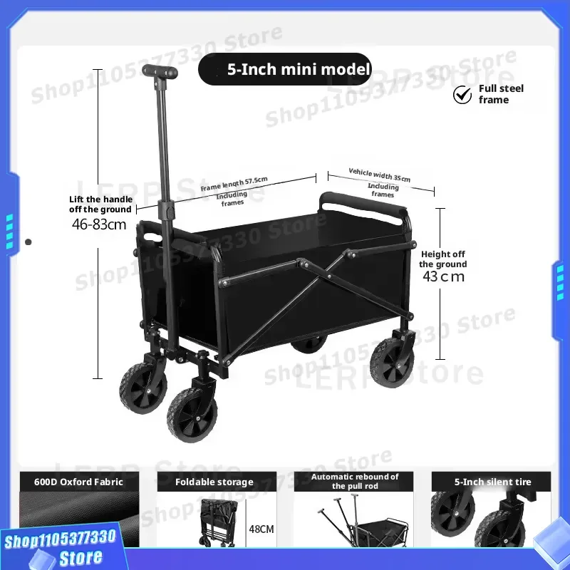 Outdoor Folding Camping Cart Oversized Picnic Trolley Lifting Table Trailer Oversized Camper Picnic Truck Trailer Outdoor