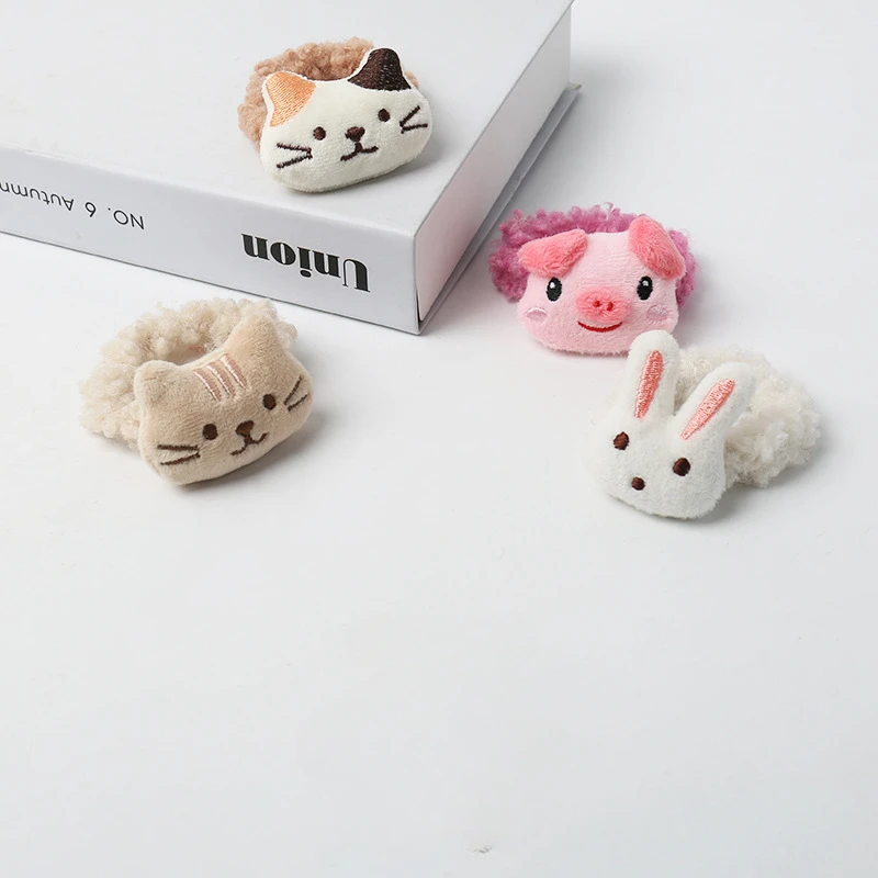 Japanese and Korean Cute Plush Hair Band Cat Pig Hair Rope Kawaii Animal Hair Rope Girl Student Sweet Headrope Accessories