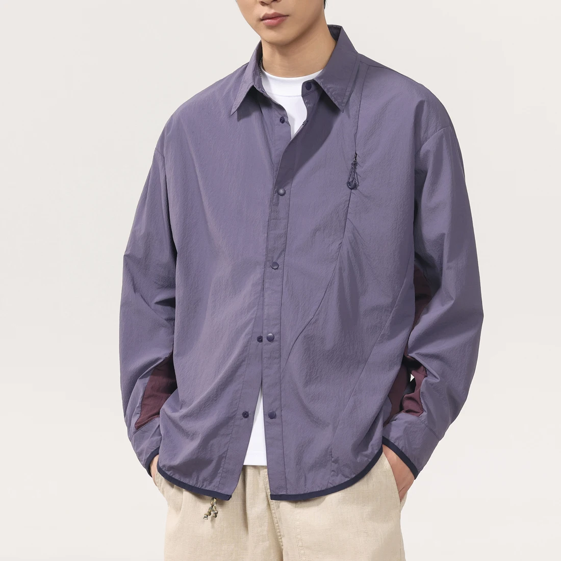 

Outdoor Hiking Lightweight Sunscreen Shirts Men Streetwear Oversize Long Sleeve Quick Dry Loose Casual Track Cargo Shirts Tops