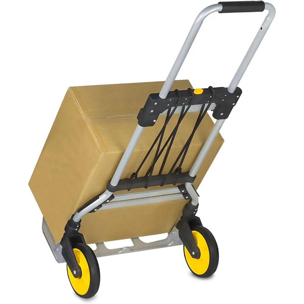 

Folding Hand Truck and Dolly, 264 Lb Capacity Heavy-Duty Luggage Trolley Cart With Telescoping Handle and Rubber Wheels