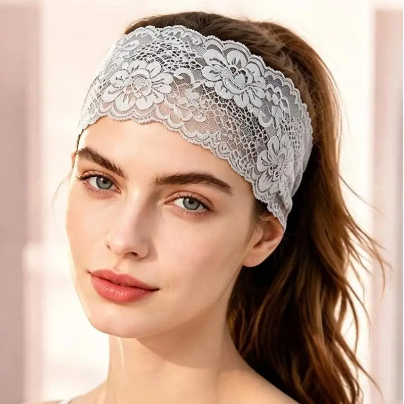 Breites Spitzenblumen-Haarband, weich, dehnbar, in verschiedenen Farben erhältlich, ideal für den täglichen Gebrauch, Yoga, Partys und zum Stylen der Haare. – Detail 21