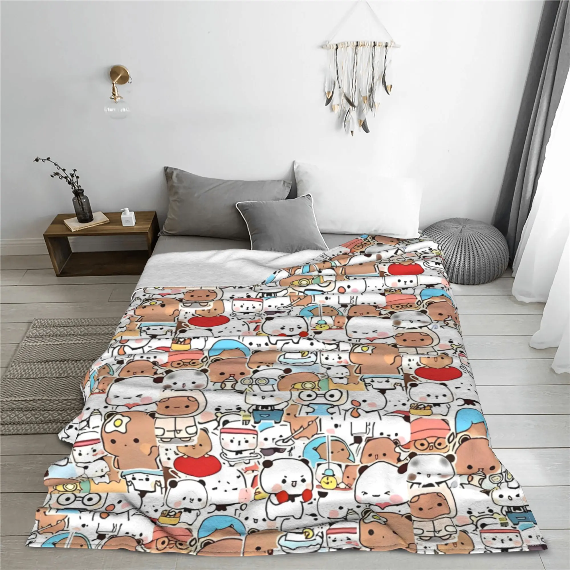 Bubu and Dudu Collage  Blanket Flannel All Season  Portable Super Warm Throw Blankets for Sofa Travel Rug Piece