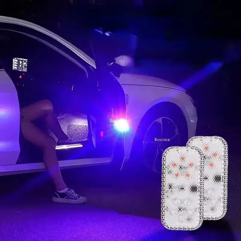 

Красно-синий предупреждающий мигающий светодиодный фонарь для двери с датчиком открытия, предотвращающий столкновения сзади - Модификация автомобиля