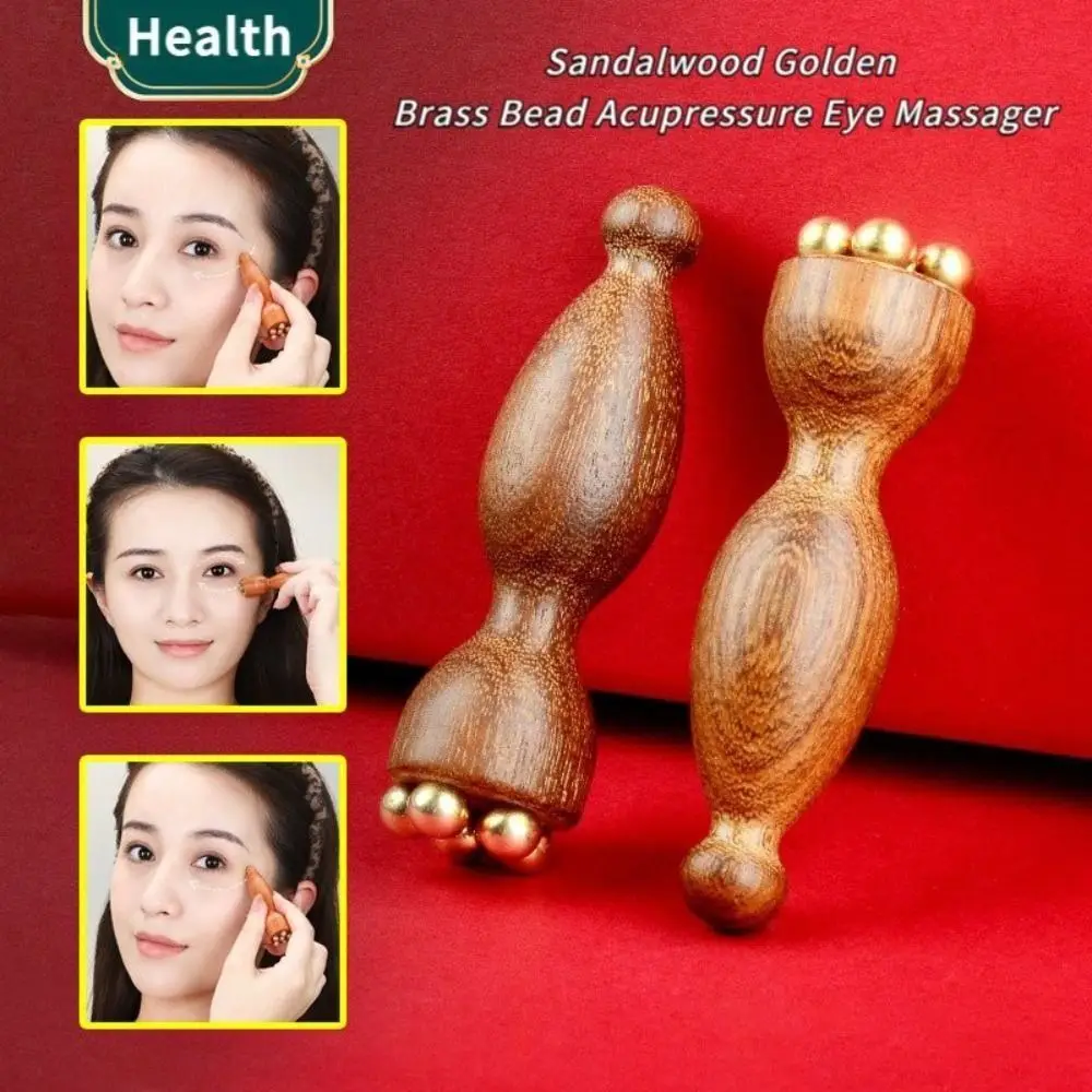 Durable Lotus Pod Eye Massager Roller Wooden Mini Face Massage Stick 5 Teeth Skin Care Tool for Relieve Facial Fatigue