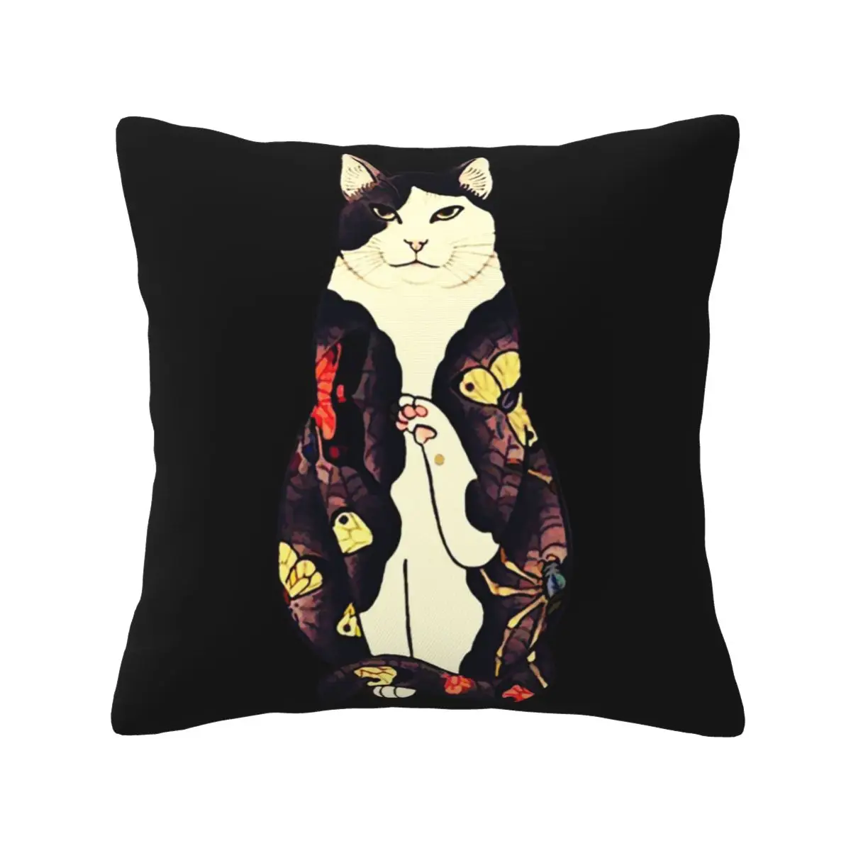 

Antique Japanese Woodblock Print Cat polyester pillows for living room Drop Shipping Digital printing 20x20in Cushion Cover