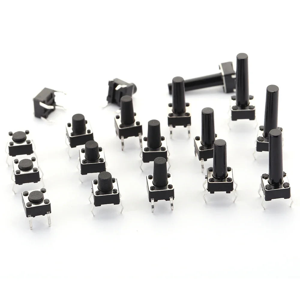 

20PCS 6x6 Push Button Switch DIP 6X6X4.3 Light Touch Switch 6*6*4.3/5/6/7/8/9/10/11/12/13/14/15/16/17MM The Power Switch 4Pins