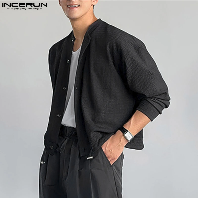 

INCERUN Мужская рубашка, однотонная прозрачная мужская рубашка с длинным рукавом, сексуальная уличная одежда, модные вечерние повседневные топы, мужские рубашки