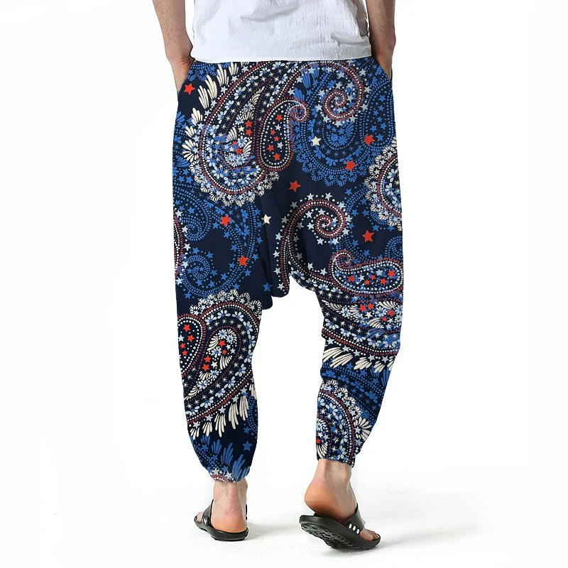 Men's Harem Cargo Pants Peris Pattern Printed Casual Yoga Trouser Breathable Lightweight Quick Drying Mens Clothing