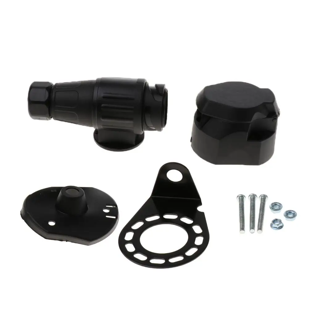 

13 Pin Trailer Plug Socket Set with Mounting Bracket for Caravan Boat Truck Light Wiring Adapter