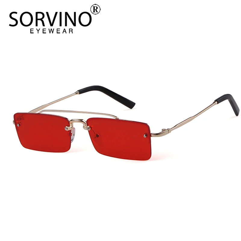 SORVINO صغيرة بدون شفة مربع النظارات الشمسية النساء 2025 العلامة التجارية الفاخرة مصمم صغير مستطيل 90s الأصفر الأحمر نظارات شمسية ظلال SP261
