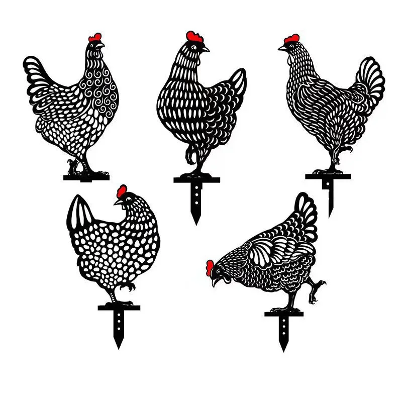 1Pc Yard Chicken Decor Ornaments Chicken Art Garden Decor Outdoor Garden Backyard Pile Acrylic Hen Patio Decoration Supplies