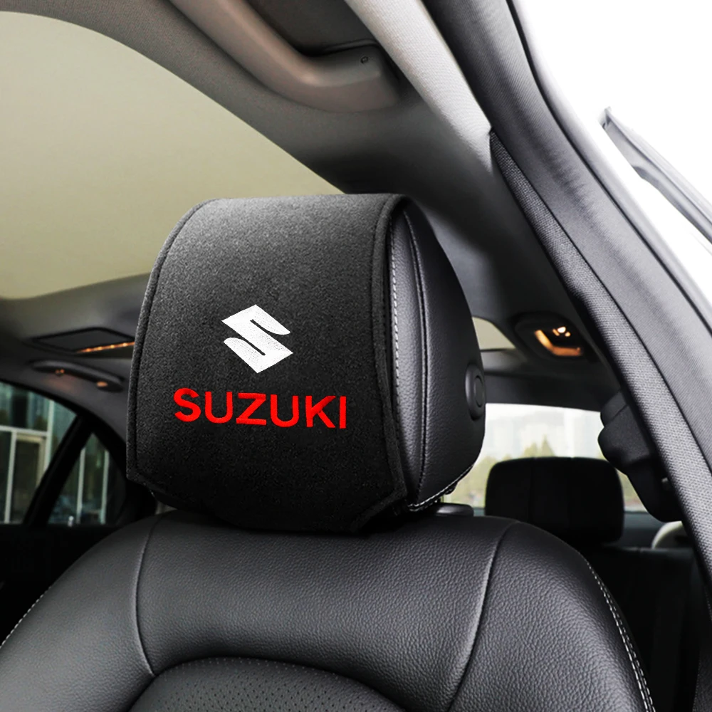 Car Logo Headrest Cover Seat Neck Mat Sleeve Pillow Protector Case Accessory For Suzuki Grand Swift Sport Vitara Jimny SX4 Alto