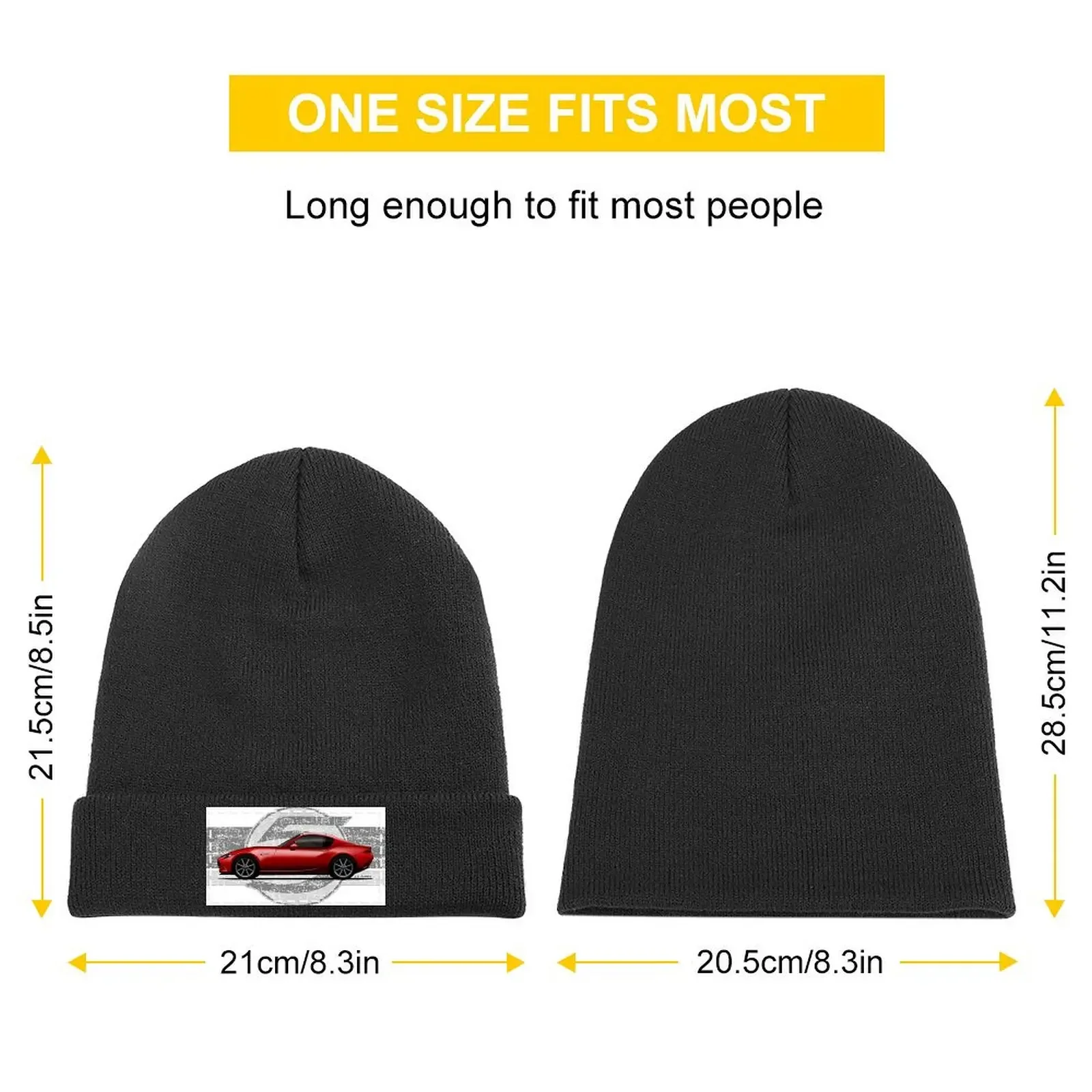 My drawing of the iconic red RF Japanese roadster sports car with background 5 Knitted Cap black beach hat Hood Women Caps Men's