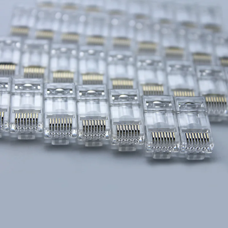 10pcs 8P8C RJ45 CAT5E CAT6 Modular Plug Network Cable Crystal Heads Pass through for Data Communication