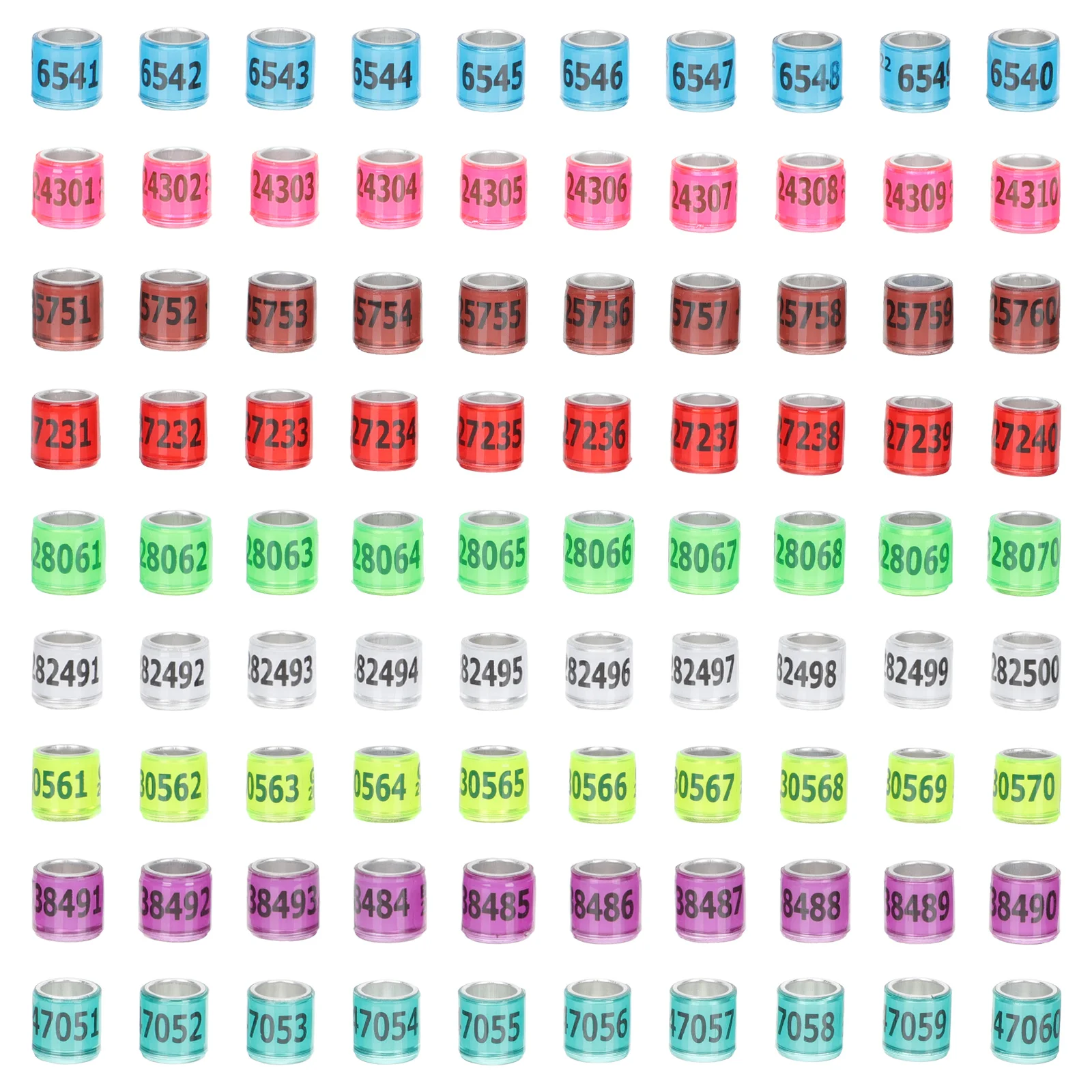 100pcs Aluminum Bird Foot Rings Multicolor 8Mm Bright Leg Bands For Identification Racing Training Distinguish Tool Homing