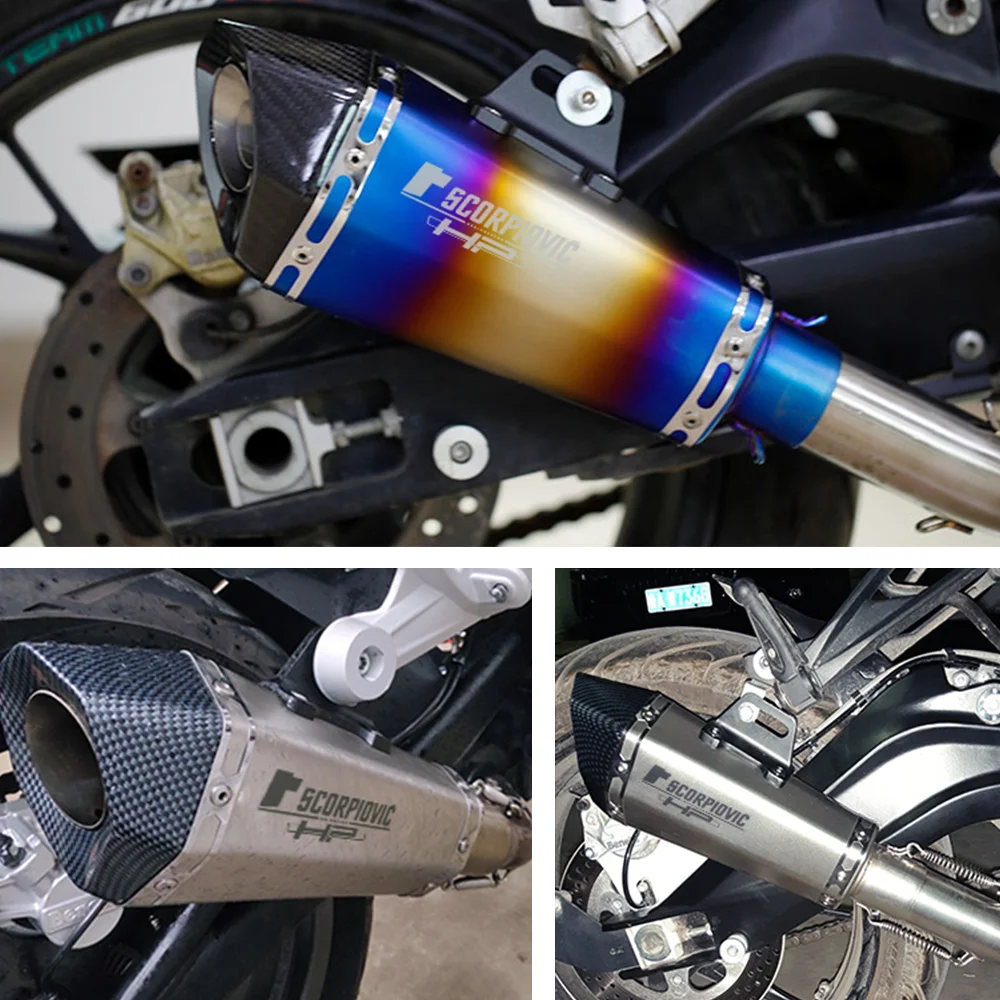 51mm Inlet Universal Motorcycle for Exhaust Muffler FZ1 R6 R15 R3 ZX6R ZX10 Z900 1000 CBR1000 GSXR1000 B10