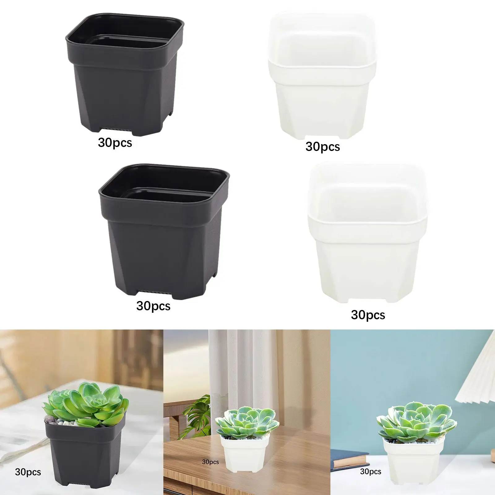 30 Pieces Plant Nursery Pots Thicken Portable Square Succulent Flowerpots Seedling Pot for Yard Balcony Lawn Garden Farmhouse
