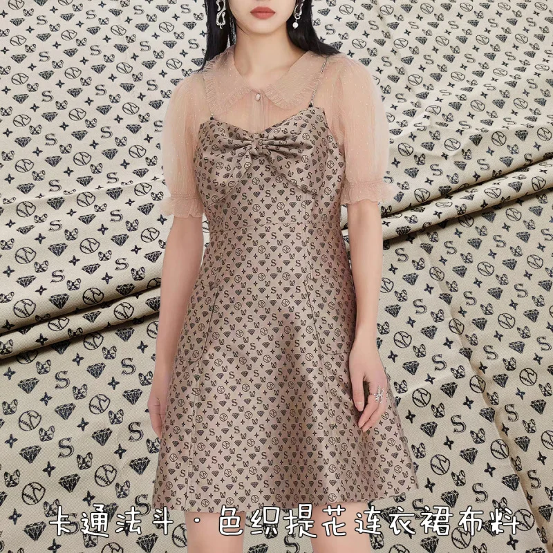 Europe and the United States cartoon silk jacquard dress cloth spring/summer dress dust coat brocade dress fabrics